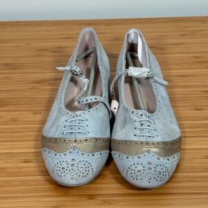 💃 Emma Crosbie Celia Blue Suede Swing Dance Shoes Size 38 (US 7.5) Brogue